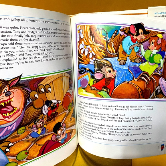 DISNEY AN AMERICAN TAIL HARD COVER BOOK w/DUST JACKET & EMBOSSED COVER VTG 1986 - Picture 9 of 16